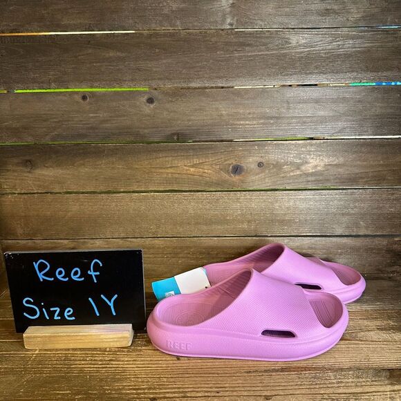 New NWT Kids Childrens Reef Rio‎ Purple Taffy Comfort Slides Sandals Size 1 Y - Picture 1 of 6